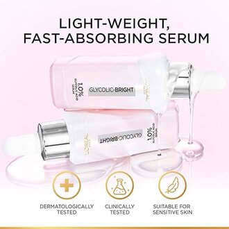 L'Oreal Paris Brightening Serum, 1% Glycolic Acid, 2% Niacinamide Serum, Visibly Minimizes Spots, Reveals Even Skin Tone, Glycolic Bright Skin, 15ml - Image 5