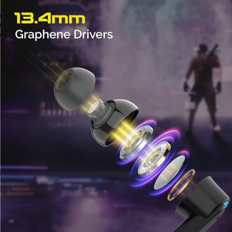 rossBeats Fury Max Gaming TWS in-Ear Buds |100hr Playtime Bluetooth Earphones | RGB Lights | BT v5.4 | 30ms Low Latency | 360° Spatial Audio | 3D Sound Stage | 6 mics AI ENC | Dual EQ Modes(Black) - Image 7