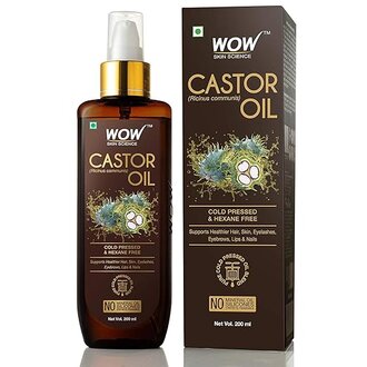 Wow Skin Science 100% Pure Castor Oil - Pure Cold Pressed Oil Blend and Hexane Free -Supports Healthier Hair, Eyelashes, Skin & Nails | No Mineral Oil & Silicones - 200 ml