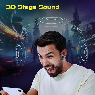rossBeats Fury Max Gaming TWS in-Ear Buds |100hr Playtime Bluetooth Earphones | RGB Lights | BT v5.4 | 30ms Low Latency | 360° Spatial Audio | 3D Sound Stage | 6 mics AI ENC | Dual EQ Modes(Black) - Image 3
