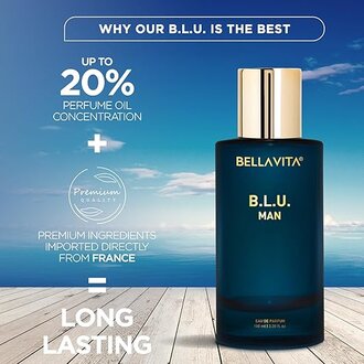 Bella Vita Luxury B.L.U Men Eau De Parfum Liquid Perfume With Lemon, Apple, Musk|Fresh, Refreshing, Energising Long Lasting Edp Fragrance Scent 100Ml - Image 4