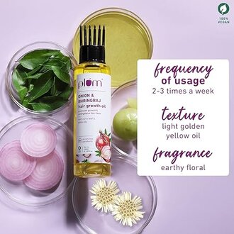 Plum Onion Hair Oil for Hair Fall and Regrowth with Bhringraj Oil, Curry Leaves and Alma Oil I Hair Growth Oil I For Women and Men | Paraben Free I 100ml - Image 4