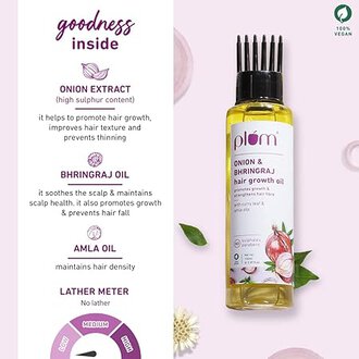 Plum Onion Hair Oil for Hair Fall and Regrowth with Bhringraj Oil, Curry Leaves and Alma Oil I Hair Growth Oil I For Women and Men | Paraben Free I 100ml - Image 5