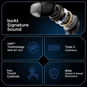 boAt Immortal 131 with Beast Mode, 40 Hours Playback and ENx Tech Bluetooth Headset  (Black sabre, True Wireless) - Image 5