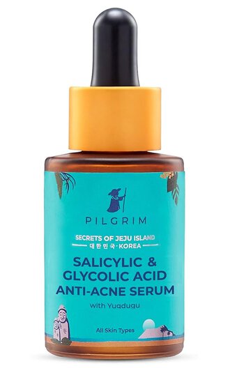 Pilgrim Korean Salicylic Acid 1% + Glycolic Acid 3% Anti Acne Serum for oily & acne prone skin | All Skin Types | Korean Skin Care | For Men & Women | Vegan & Cruelty-free| 30ml