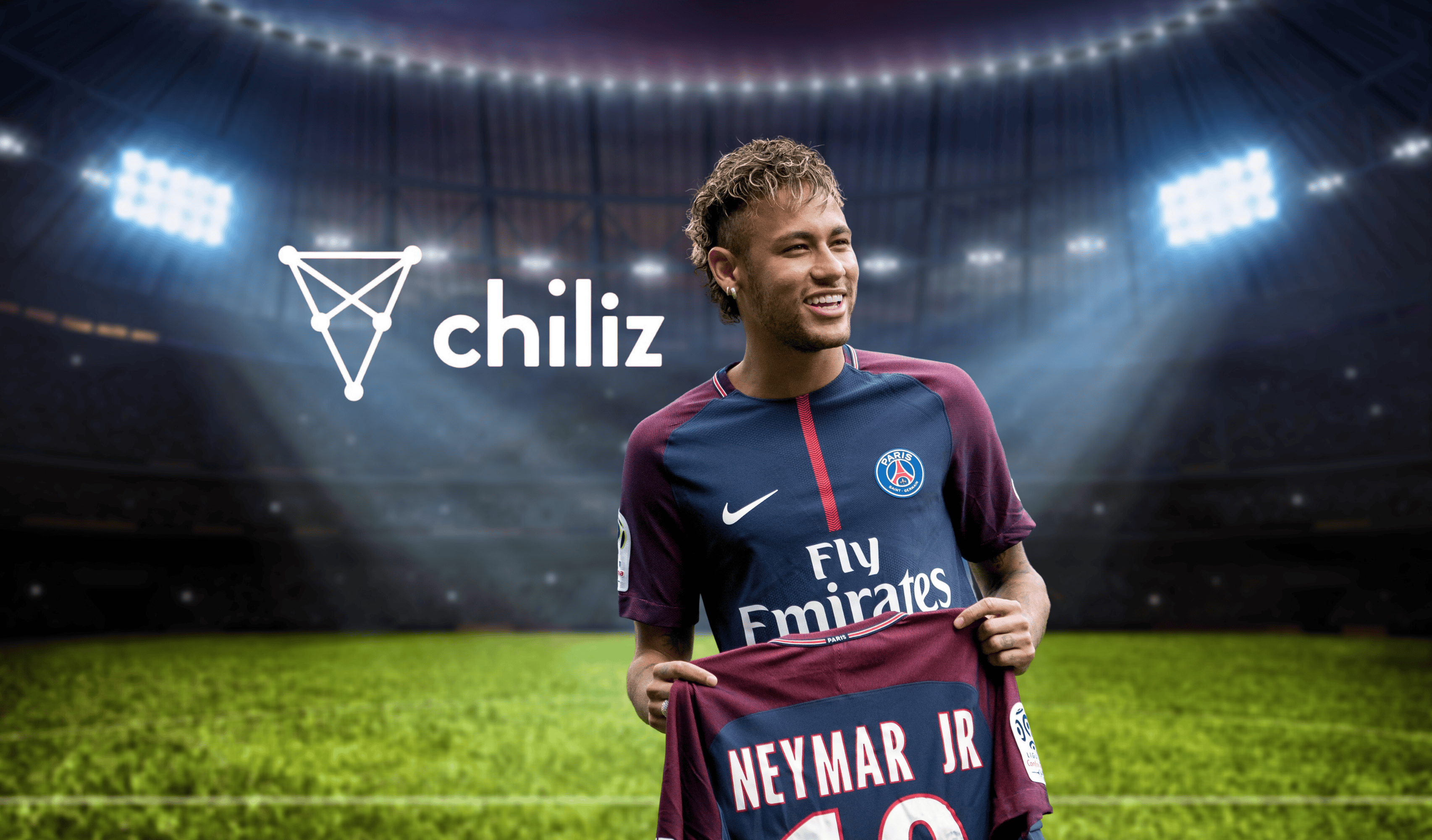 PSG star Neymar next to the Chiliz logo