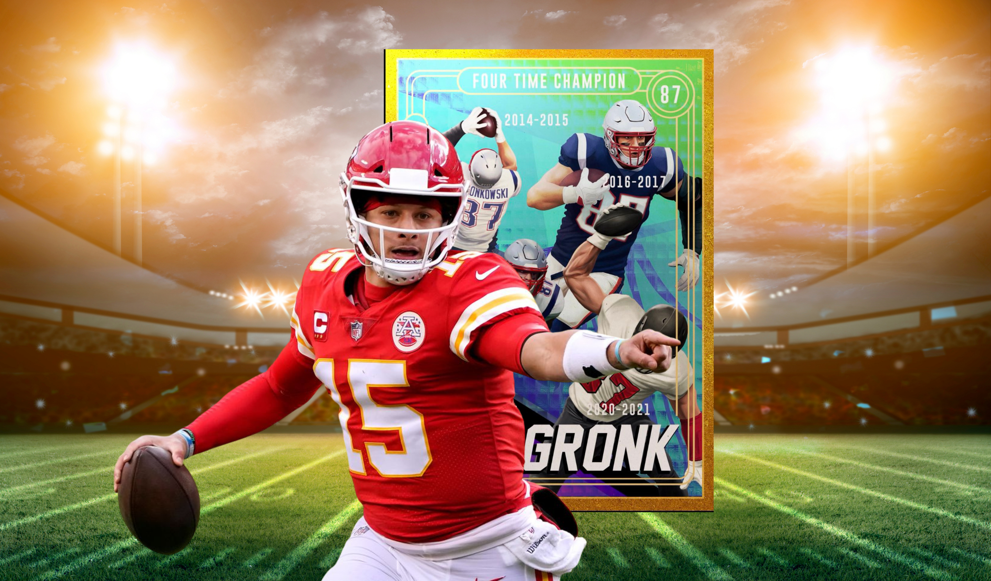 Patrick Mahomes and Rob Gronkowski's 1-of-1 NFT trading card
