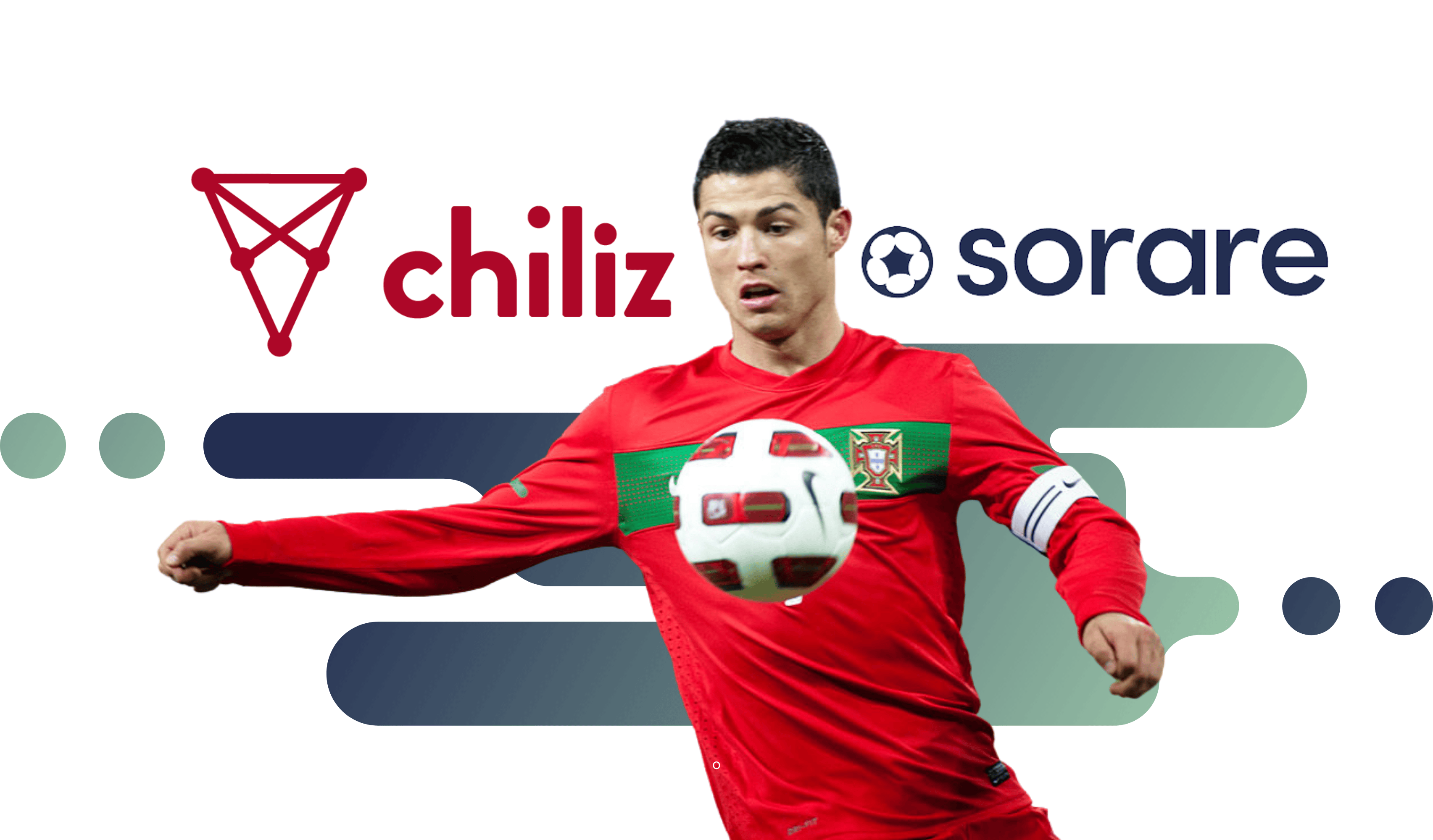 Depicting Cristiano Ronaldo with the logos of Chiliz and Sorare
