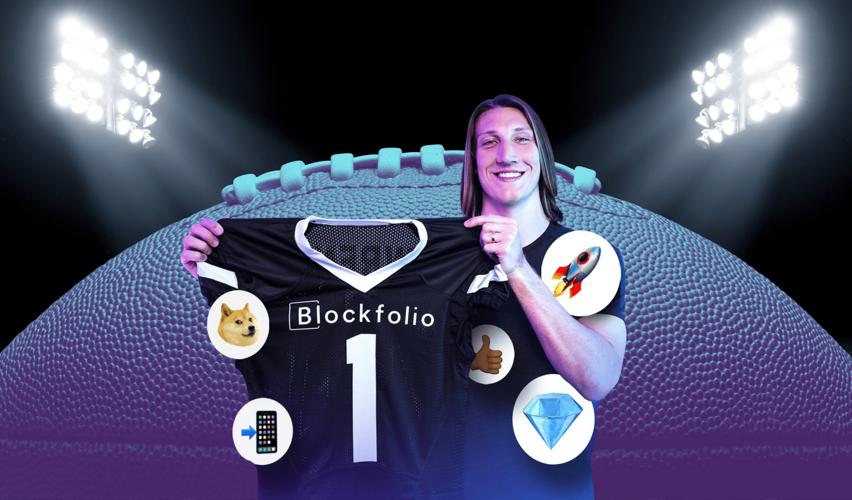 Depicting Trevor Lawrence and a Blockfolio football jersey