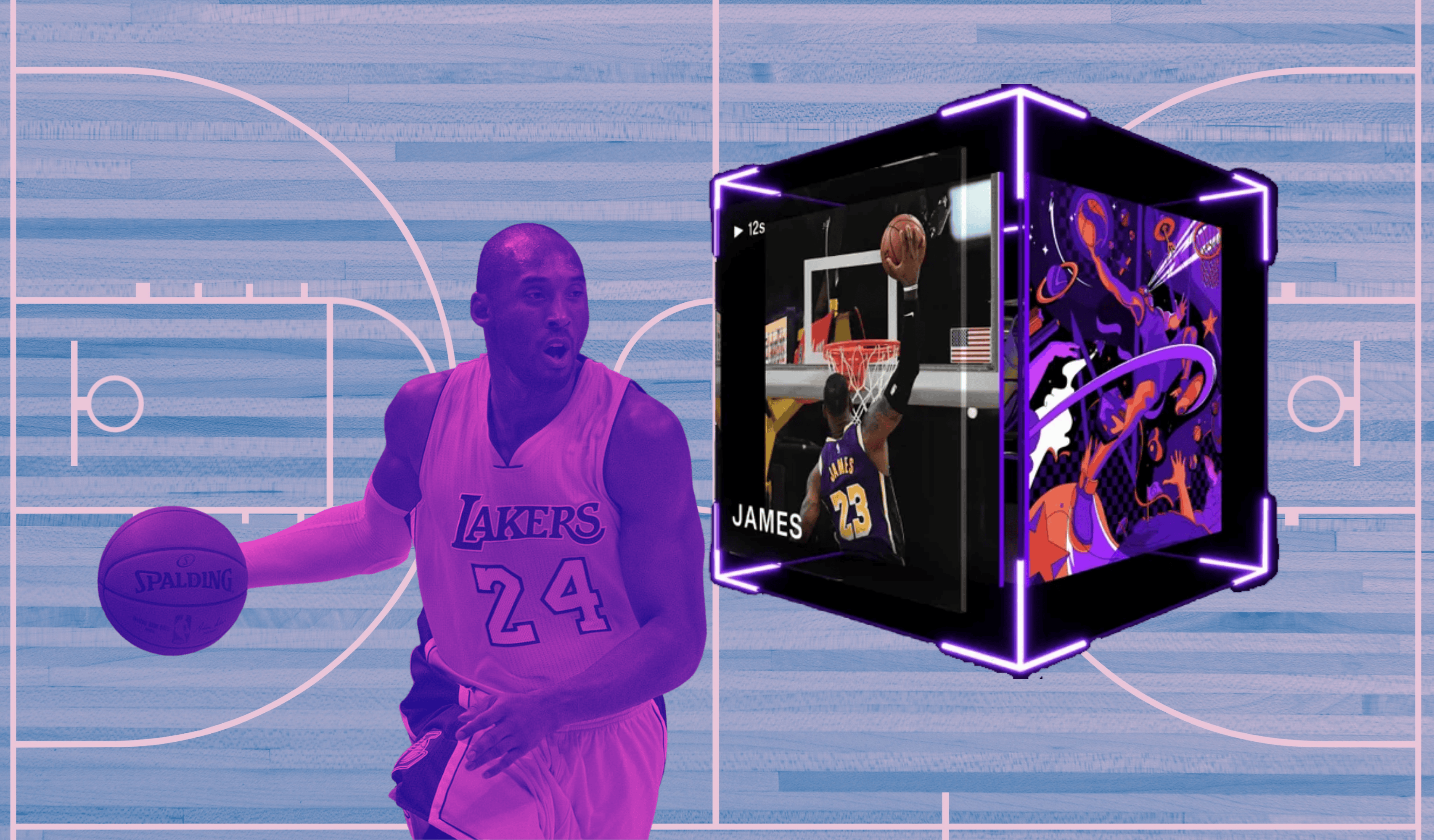 Kobe Bryant depicted next to a LeBron James NBA Top Shot moment
