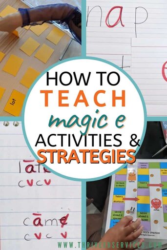 how to teach magic e activities and strategies pin image with examples