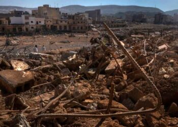 A view of the destruction after flooding in Derna, Libya, Sept. 16, 2023. (AP Photo/Ricardo Garcia Vilanova)  A view of the destruction after flooding in Derna, Libya, Sept. 16, 2023. (AP Photo/Ricardo Garcia Vilanova)