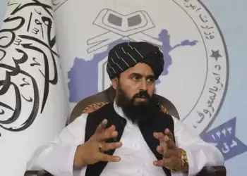 Molvi Mohammad Sadiq Akif, the spokesman for the Taliban's Ministry of Vice and Virtue, speaks during an interview in Kabul, Afghanistan
