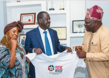 FESTAC Africa CEO, Grace Mumo, and FESTAC Africa Chairperson, Yinka Abioye, inviting former Kenyan Prime Minister Raila Odinga to FESTAC 2024. Photo courtesy: FESTAC Africa