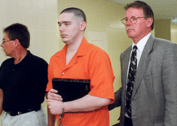 Joseph Corcoran is pictured in 1999 just after being sentenced to death in the slayings of four people in July 1997. Now, at age 49, he’ll be Indiana’s first execution in 15 years (AP)
