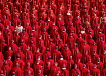 Cardinals and bishops attend the funeral of Pope Francis in St. Peter’s Square at the Vatican on April 26.
Dan Kitwood/Getty Images