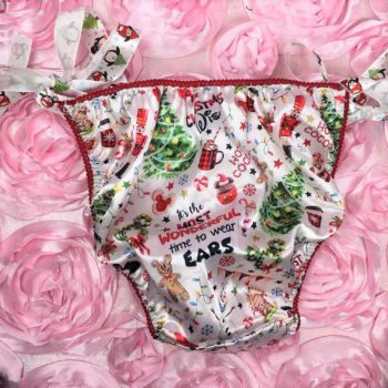 Satin Tie Side One of a kind Christmas sz 6 Vintage style string bikini panties - Image 3