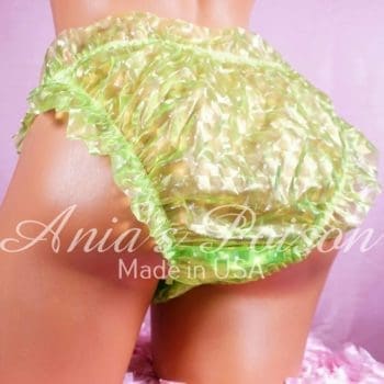 PLASTIC Green Clear Ruffle Bikini LOW Rise tiny panties M - Image 3