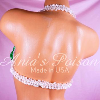 PLASTIC One size halter Top BRa Green with Lace - Image 3