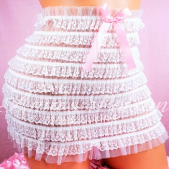 Ruffled White Lacey mini Skit Or Tube top super frilly OS L-XXL
