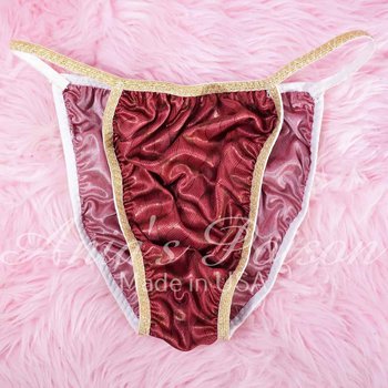 Butter Soft M/L  teeny tiny punishment panties - Red sparkle Silky Shiny undies - scrunch butt