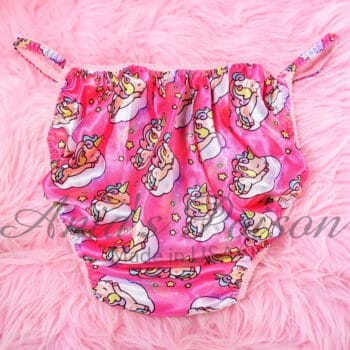Ania's Sissy Pink Satin string Bikini baby rainbow Unicorn girly print shiny wetlook men's panties sz 2XL - Image 5