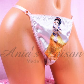 Ania's Sissy rare princess print Satin Thong adjustable sides men's panties One Size