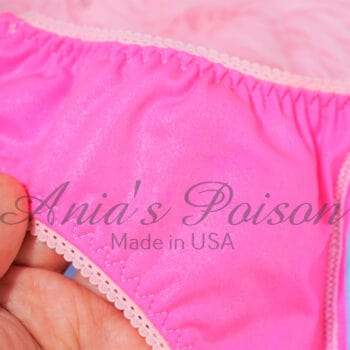 Ania's sissy Vinyl spandex Pink & Blue 80s Style full cut women's panties sz S/M - Image 6