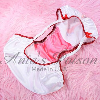Ania's Sissy white Satin string Bikini Jessica Rabbit RARE charter print shiny wetlook men's character print panties sz M - Image 5