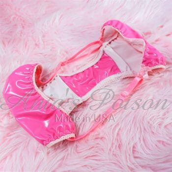 Ania's sissy Ladies slick VINYL pink Plastic Brazilian cut Adjustable sides cheeky women's panties - Image 3