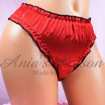 Ania's silky Red SATIN ruffled panties ladies scrunch butt Full Cut bikini sz L/XL - Image 3