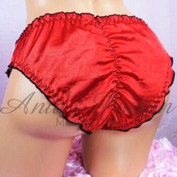 Ania's silky Red SATIN ruffled panties ladies scrunch butt Full Cut bikini sz L/XL - Image 2