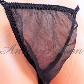 Ania's Sissy sheer Black Nylon Chiffon see-through soft men's string bikini panties sz L - Image 3