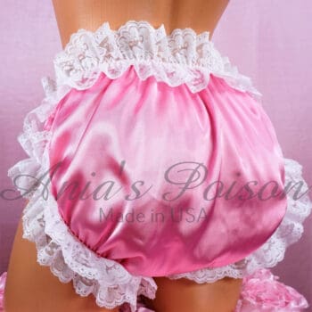 Ania's Sissy bubblegum pink Full Cut Satin panties with Lace Frilly Maid Men's Bikini sz XL/XXL - Image 3