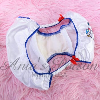 Ania's Sissy white Satin Zodiac Pisces Kitty string Bikini DUCHESS CUT shiny wetlook MEN'S panties sz 5/S - Image 4