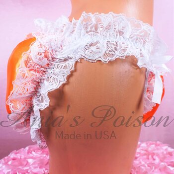 Ania's Sissy SATIN Padded waddle Puffy Orange shiny wetlook men's baby panties sz S/M - Image 4