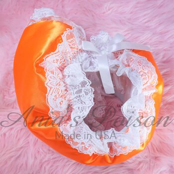 Ania's Sissy SATIN Padded waddle Puffy Orange shiny wetlook men's baby panties sz S/M - Image 5