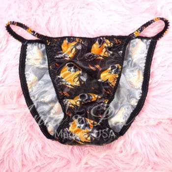 Ania's Halloween SATIN string bikini Nightmare Jack black & orange Women's cut panties sz L - Image 2