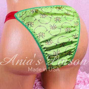Ania's sissy Men's Christmas cheeky panties Brazilian Butt cut Satin lined front men's string bikini sz S/M - Image 3