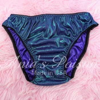 Ania's Sissy Mermaid metallic Foil Green Purple Full Cut panties shiny sparkle Men's Bikini sz S - Image 3