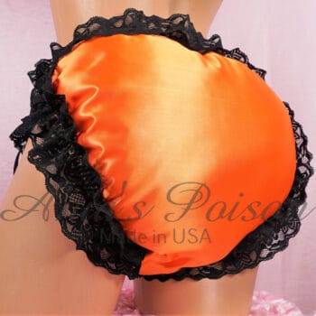 Ania's Sissy SATIN Padded waddle Puffy Orange shiny wetlook men's baby panties sz XS - Image 2