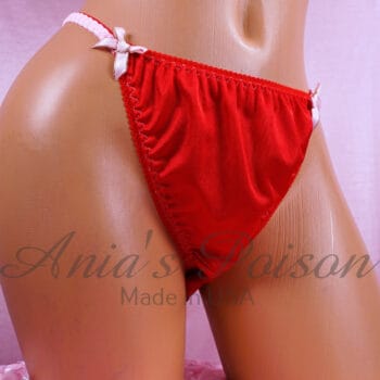 Ania's 80s style DUCHESS cut soft Red Nylon string bikini Women's cut panties sz 9/XXL - Image 3