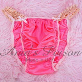 Ania's Sissy NYLON Hot PINK soft string Bikini Ruffled Lace sides men's panties sz L