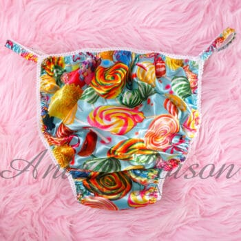 Ania's Sissy Rainbow Lollipop Satin string bikini shiny wetlook men's panties sz M - Image 2