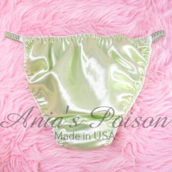 Ania's Sissy Satin string bikini Spring Green shiny wetlook men's panties sz M - Image 2