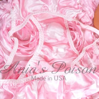 Ania's Sissy Satin string bikini Baby Pink polka dot shiny wetlook men's panties sz XXL - Image 3