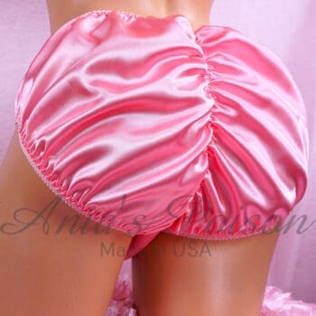 Ania's Sissy Satin Bubblegum Pink Full Cut scrunch butt panties shiny wetlook Men's Bikini sz XXL