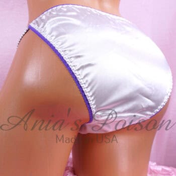 Ania's Sissy white Satin string Bikini Duchess Cut Jack & Sally print shiny wetlook men's character print panties sz 5/S - Image 3