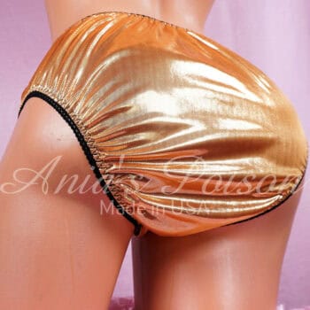 Ania's Sissy metallic Foil Orange Full Cut panties shiny sparkle Men's Bikini sz S - Image 2