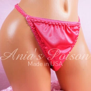 Ania's Sissy Hot Pink BUTTER SOFT Satin string bikini shiny wetlook men's panties sz S - Image 2